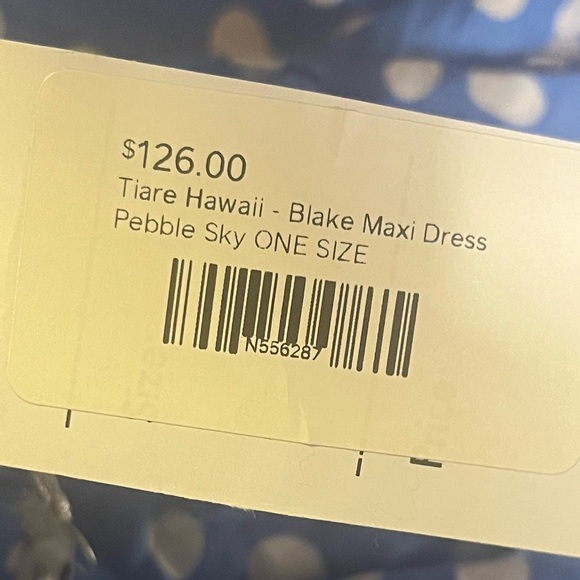 NWT $126 Tiare Hawaii Blake Maxi Dress Pebble Sky One Size Pocka Dot - Picture 2 of 12